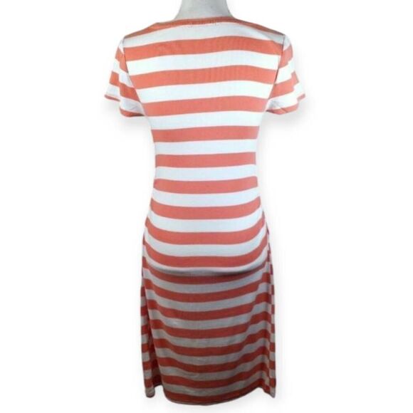 LIZ LANGE MATERNITY PEACH STRIPE DRESS SZ.S EUC. - Picture 5 of 7